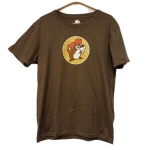 Buc-ee's Short Sleeve Shirt Mens Medium Brown Top‎ Camper Follow Me